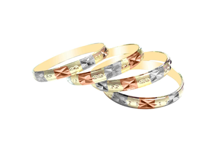 3 Tone Plated | Diamond Cut Bangles